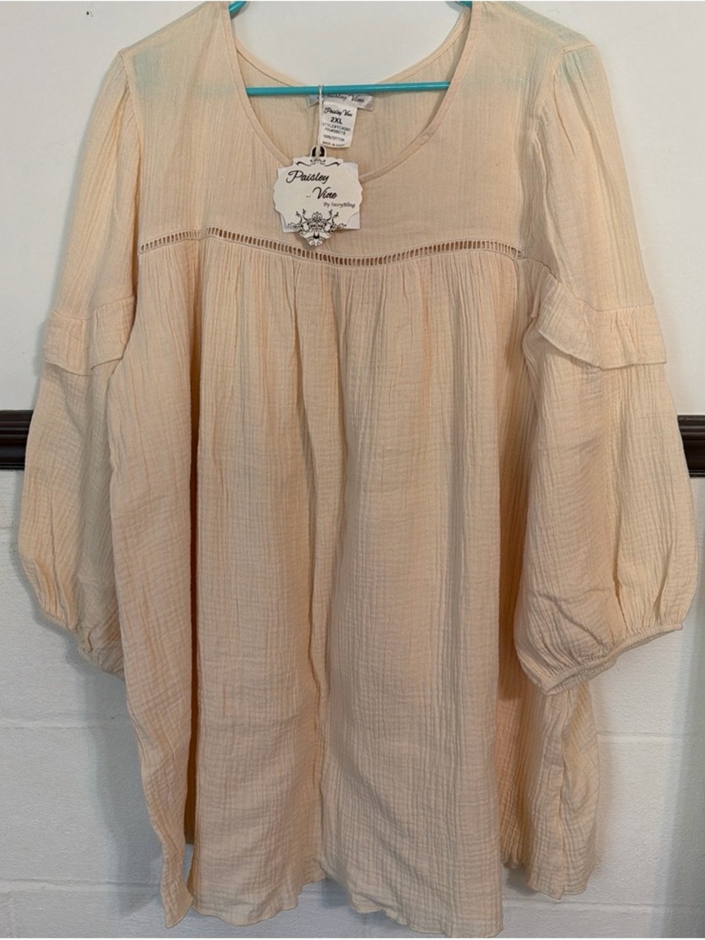 Paisley & Sparrow Cream Gauze Peasant Tunic - Women’s Relaxed Top